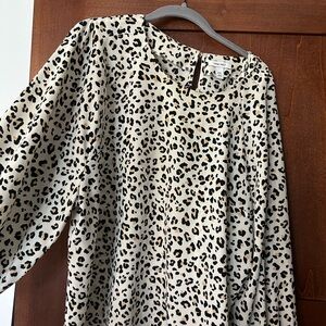 Nine West.   Leopard Print Long Sleeve Blouse